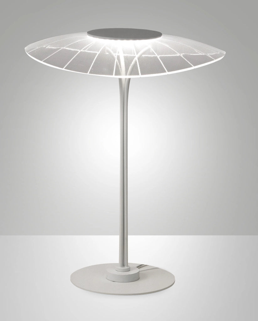 Lampada da tavolo Vela LED 12W 3000K 1100lm in Metallo e Metacrilato Bianco - Design Moderno Dimmerabile a step con Struttura Elegante