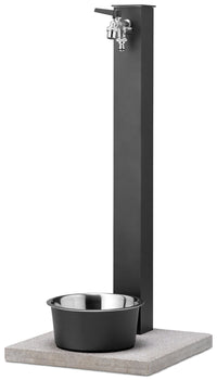 Fontana a Colonna Rubinetto Doppio in Ottone con Base e Vaschetta Abbeveratoio Belfer 42/REX-R Antracite