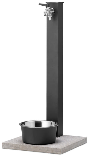 Fontana a Colonna Rubinetto Doppio in Ottone con Base e Vaschetta Abbeveratoio Belfer 42/REX-R Antracite