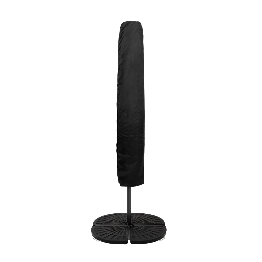 Ombrellone LED Decentrato 3m Nero Banana con Base 4 Pesi 56kg
