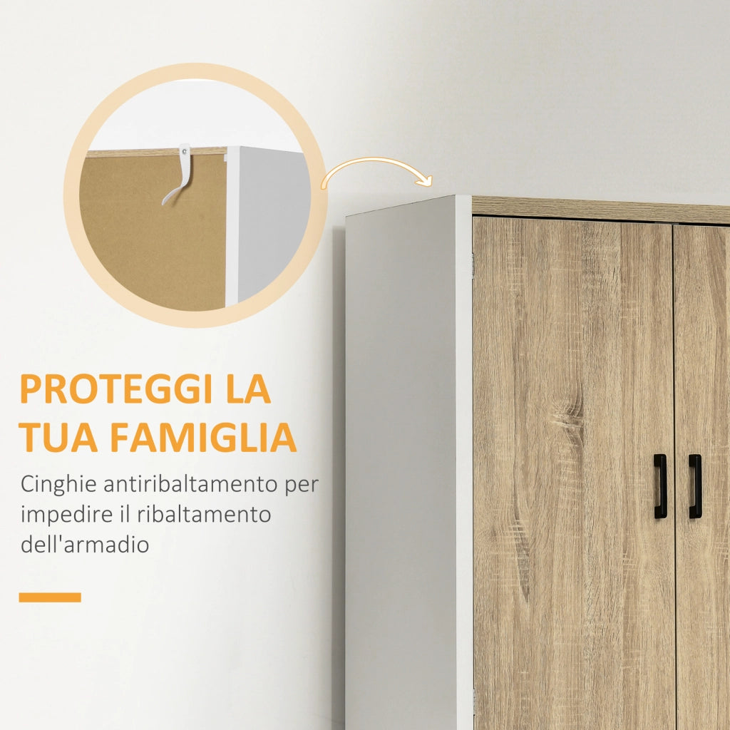 Dispensa Cucina in Legno MDF con 4 Ripiani Regolabili e 4 Porte, 80x40x182 cm