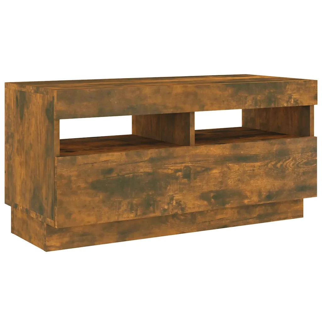 Set Mobili TV 3pz con Luci LED Rovere Fumo in Legno Multistrato cod mxl 18191
