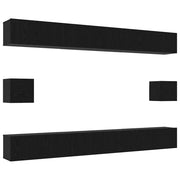 Set mobile TV 8 pz | Armadietto TV | Mobile Porta TV Rovere Nero Legno multistrato