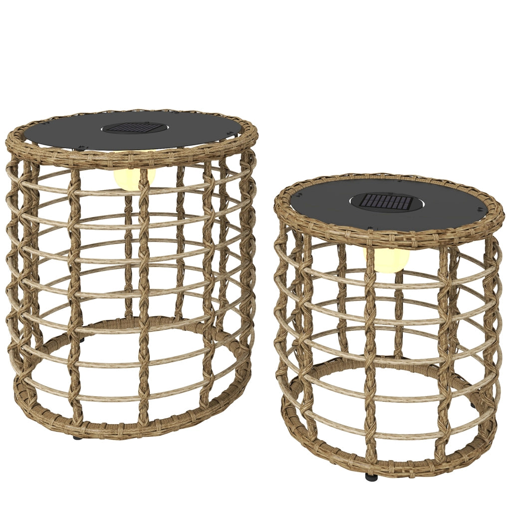 Lampada da Giardino Solare 2 Pezzi Rattan con Sensore Luce LED ¨C zephmum ¨C Grigio 2xIP44