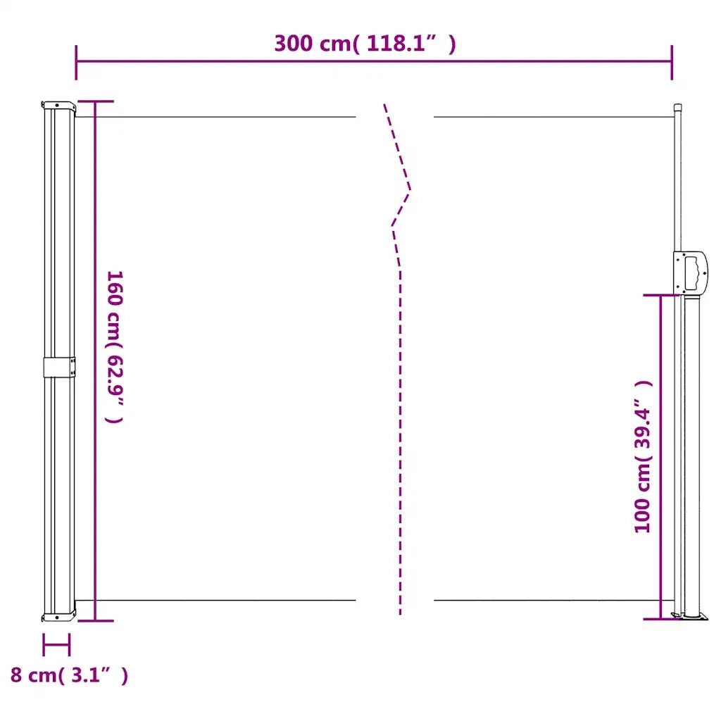 Tenda da Sole Laterale Retrattile Tortora 160x300 cm