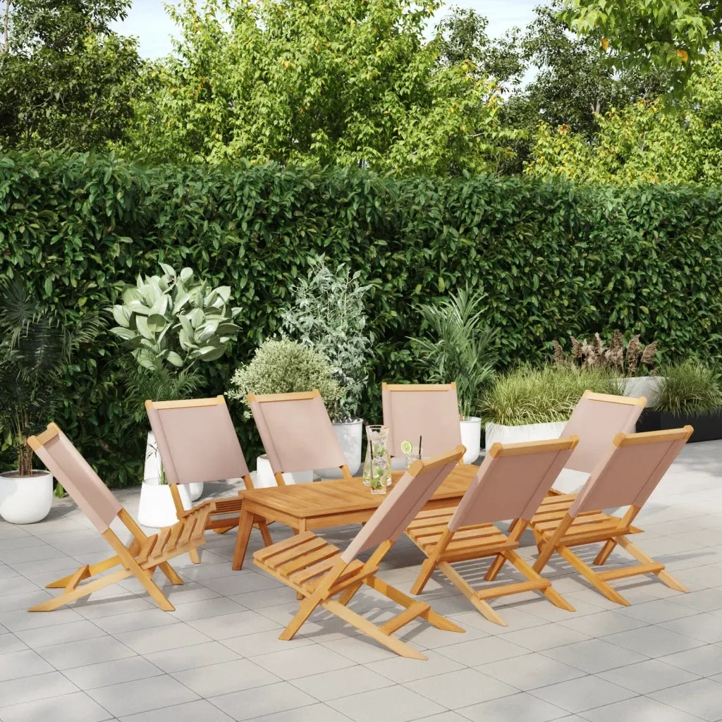 vidaXL Sedie Giardino Pieghevoli 8pz Tortora Tessuto e Legno Massello