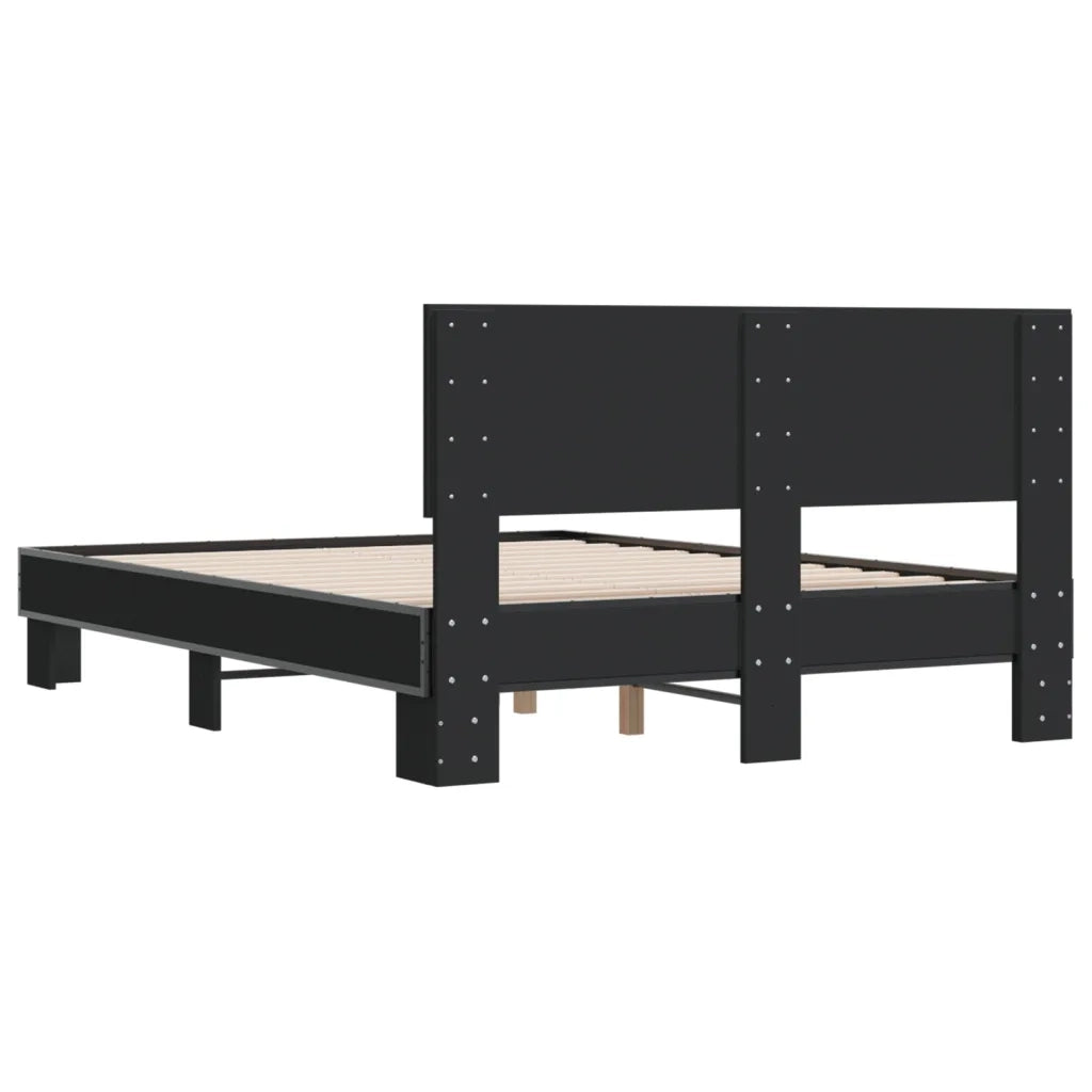 Giroletto-Struttura Letto Nero 120x200 cm in Legno Multistrato e Metallo 995081