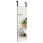Specchio da parete rettangolare 100 x 35 cm con pellicola infrangibile e facile da appendere stile moderno in bambù naturale 20_0012878