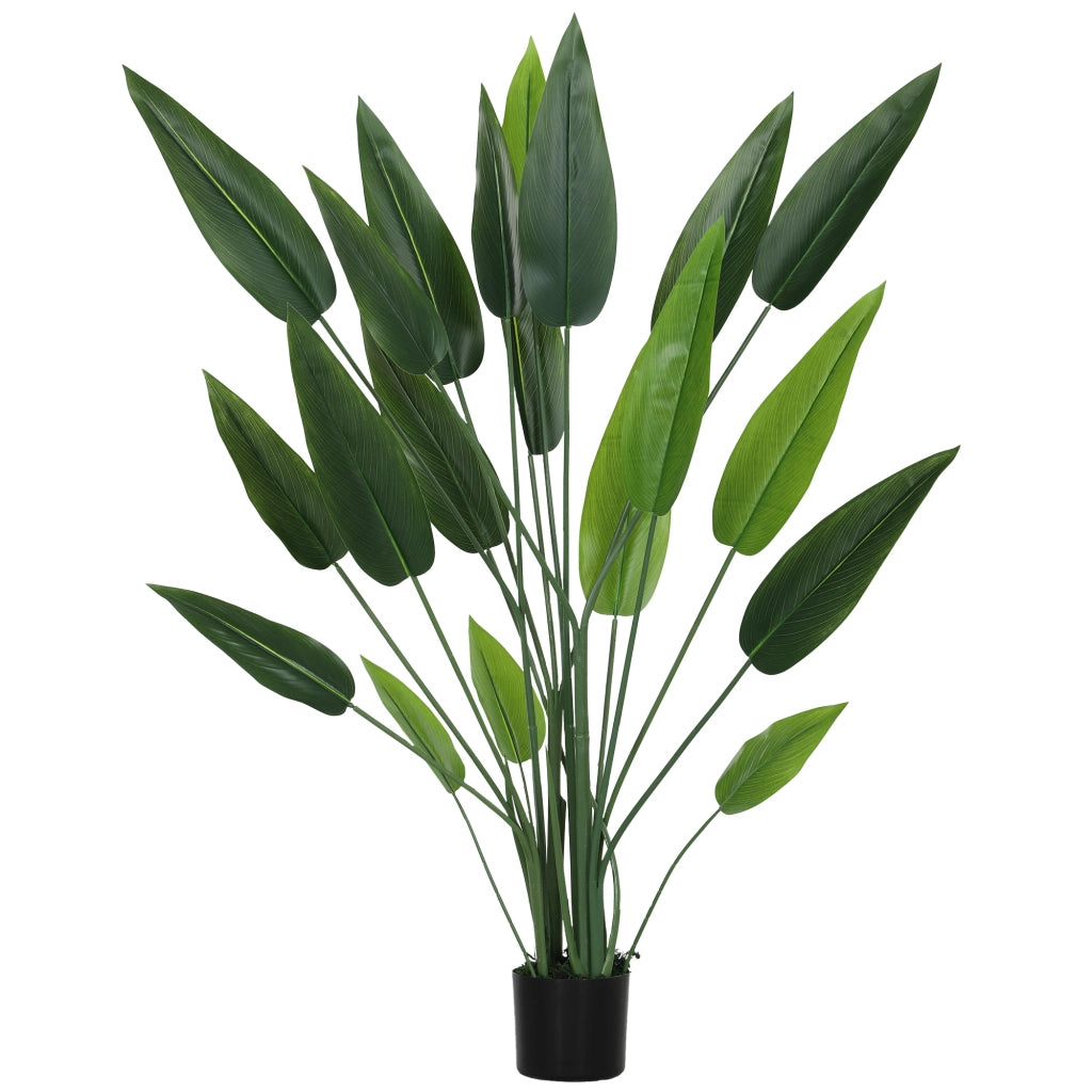 Pianta Artificiale Uccello del Paradiso 20 Foglie da 140 cm con Vaso in PE e PP Verde