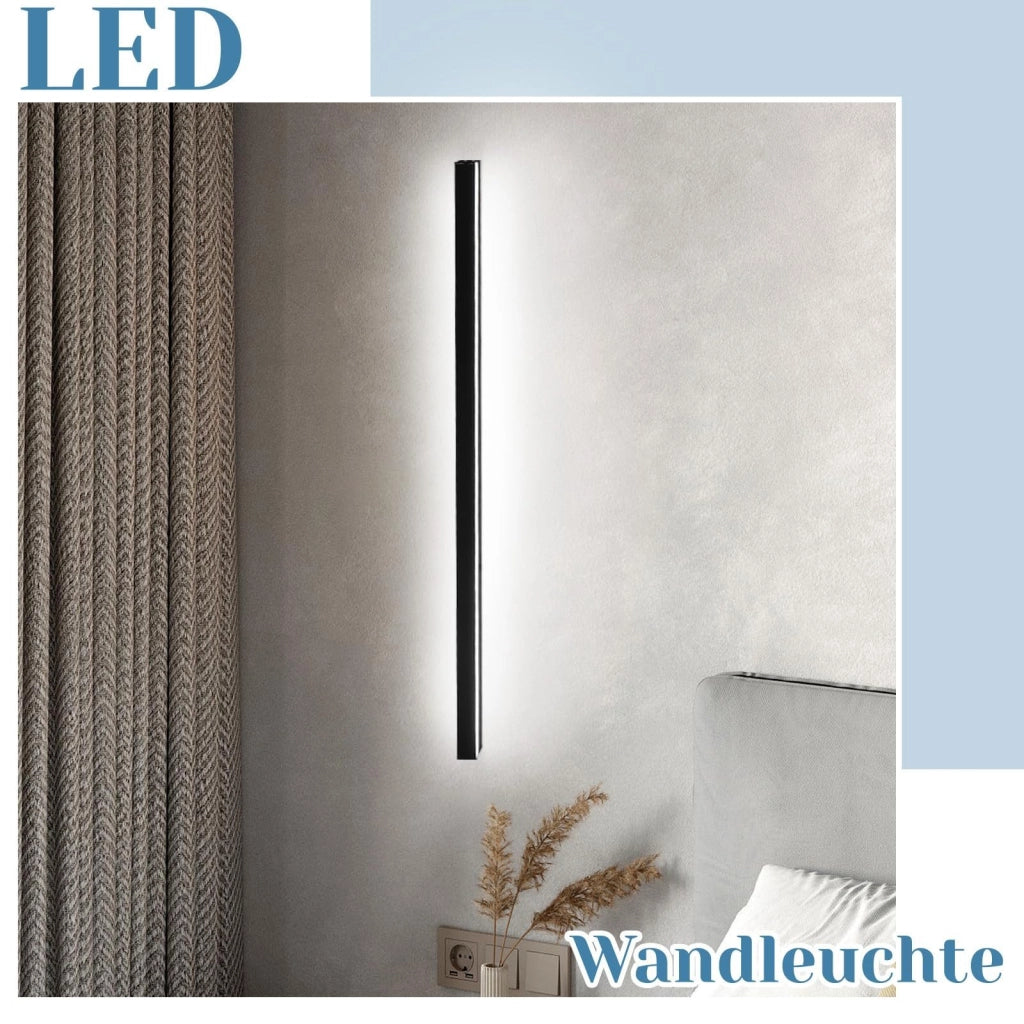 ZMH Applique LED da interno 100cm in metallo nero 32W Illuminazione moderna per soggiorno e cucina