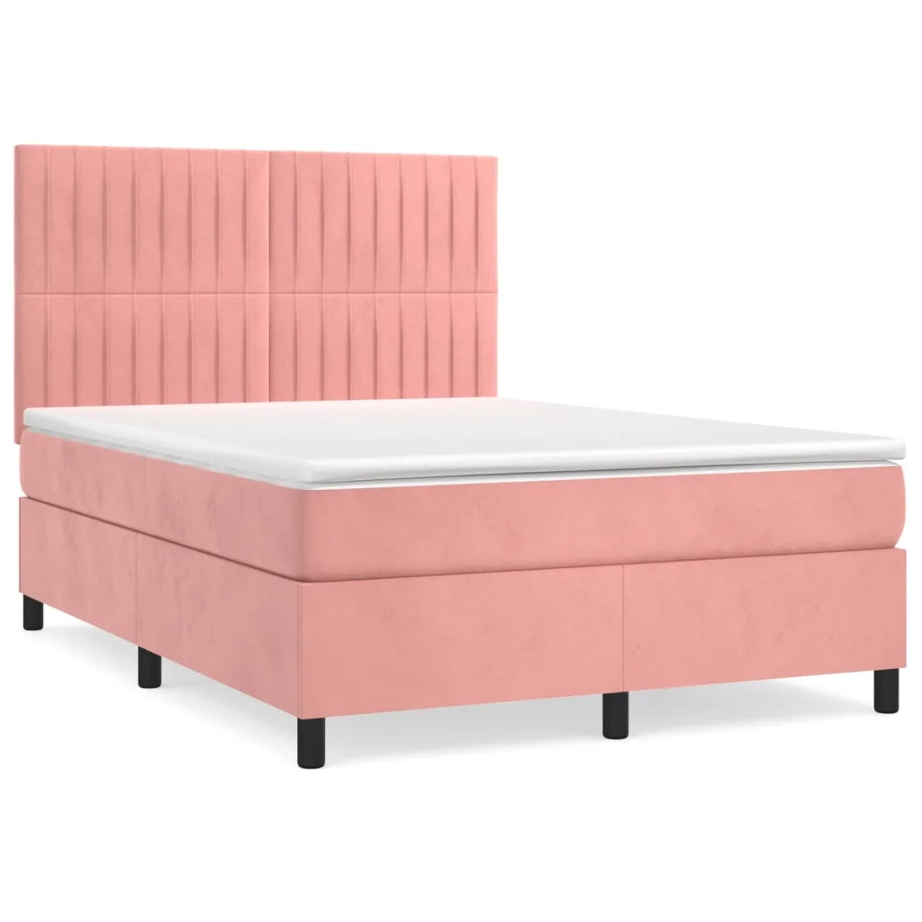 Giroletto a Molle con Materasso Rosa 140x190 cm in Velluto 3143144