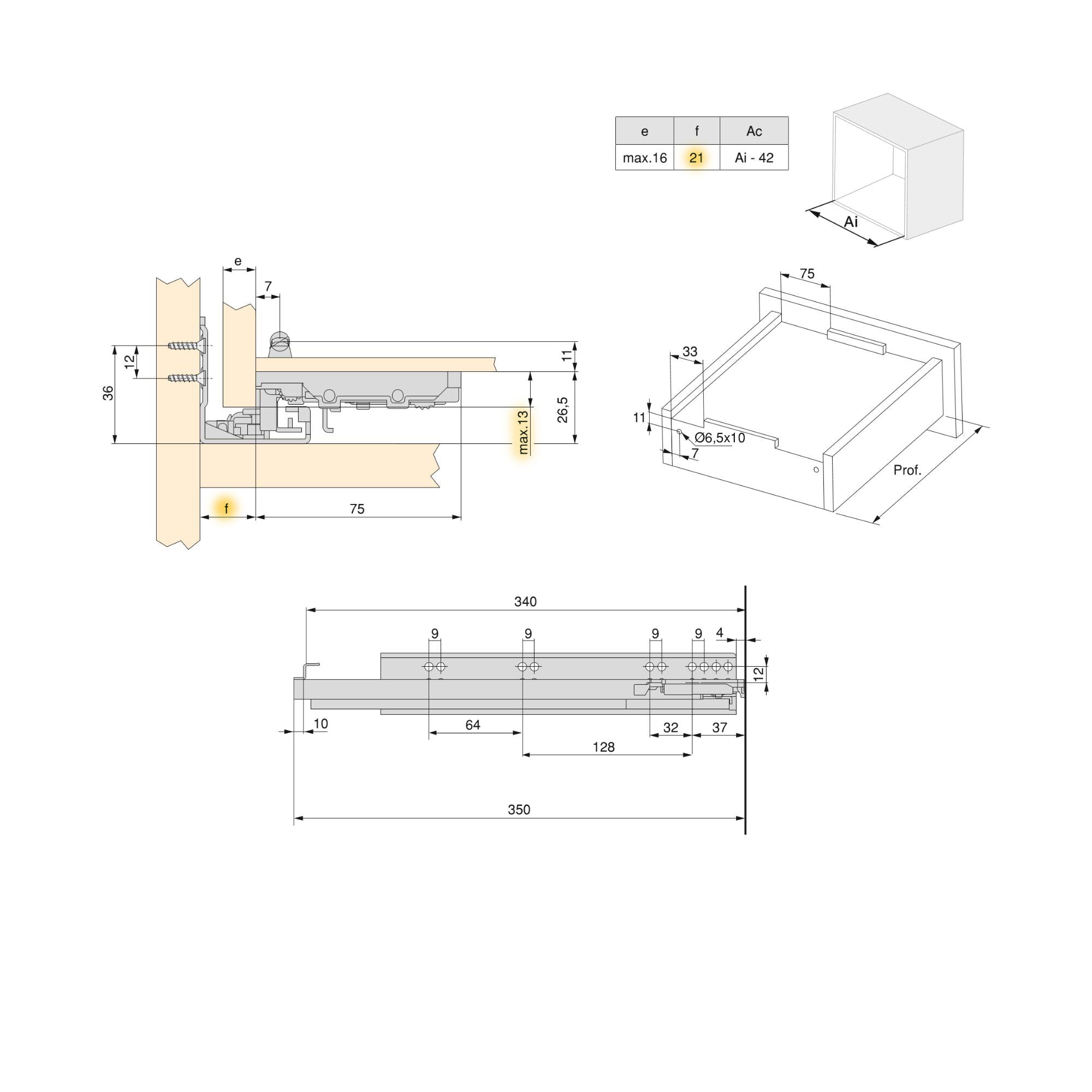 Guide Cassetto con Estrazione Soft 340 mm in Acciaio Emuca Bianco