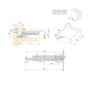 Guide Cassetto con Estrazione Soft 340 mm in Acciaio Emuca Bianco