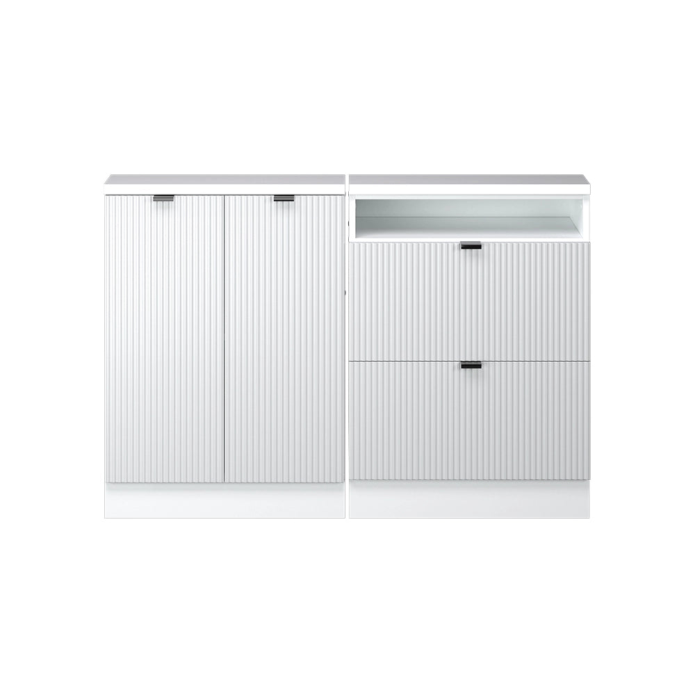 Set di mobili sottotetto Rion Ondulazione bianca/Bianco 120 cm Set di 2 Vicco