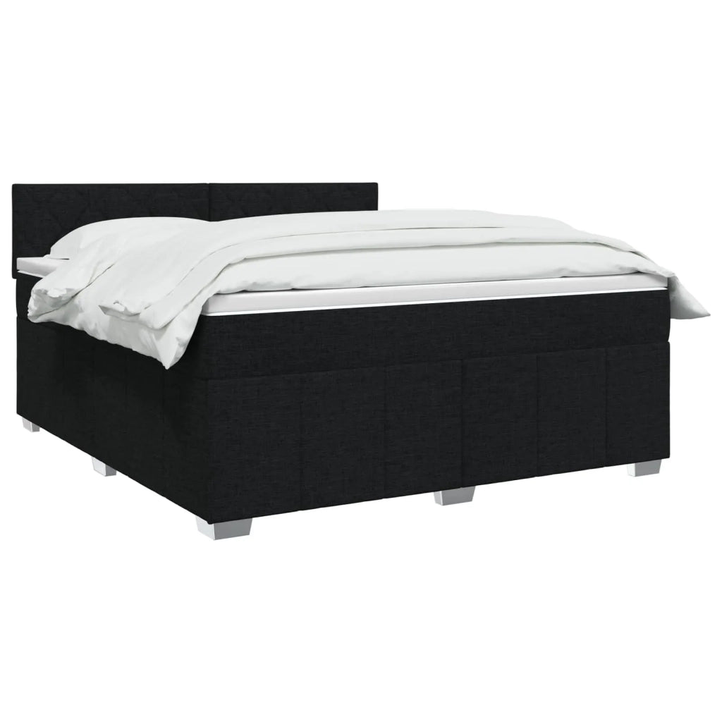 Letto box spring con materasso Nero 140 x 190 cm Tessuto 3452679