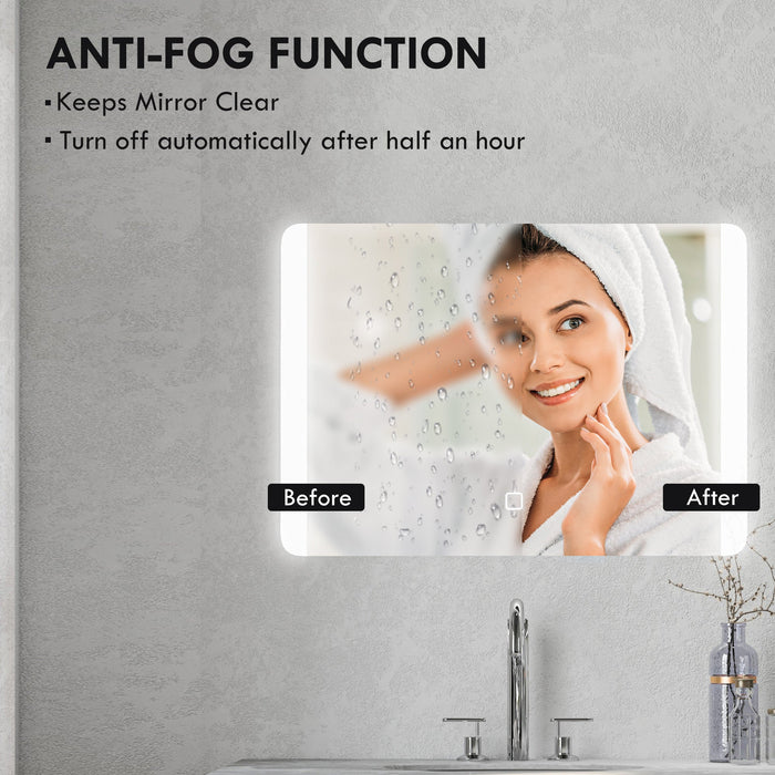 Specchio Bagno con LED a 3 Temperature e Interruttore Touch 70x50 cm Antiappannamento