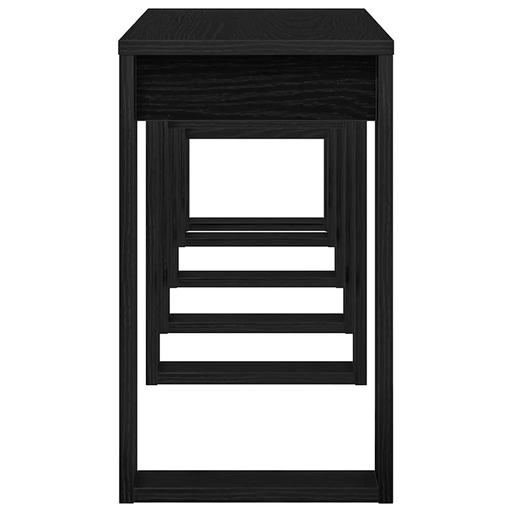 Tavoli da annidamento 3 pz | Tavolo laterale Rovere Nero Legno multistrato