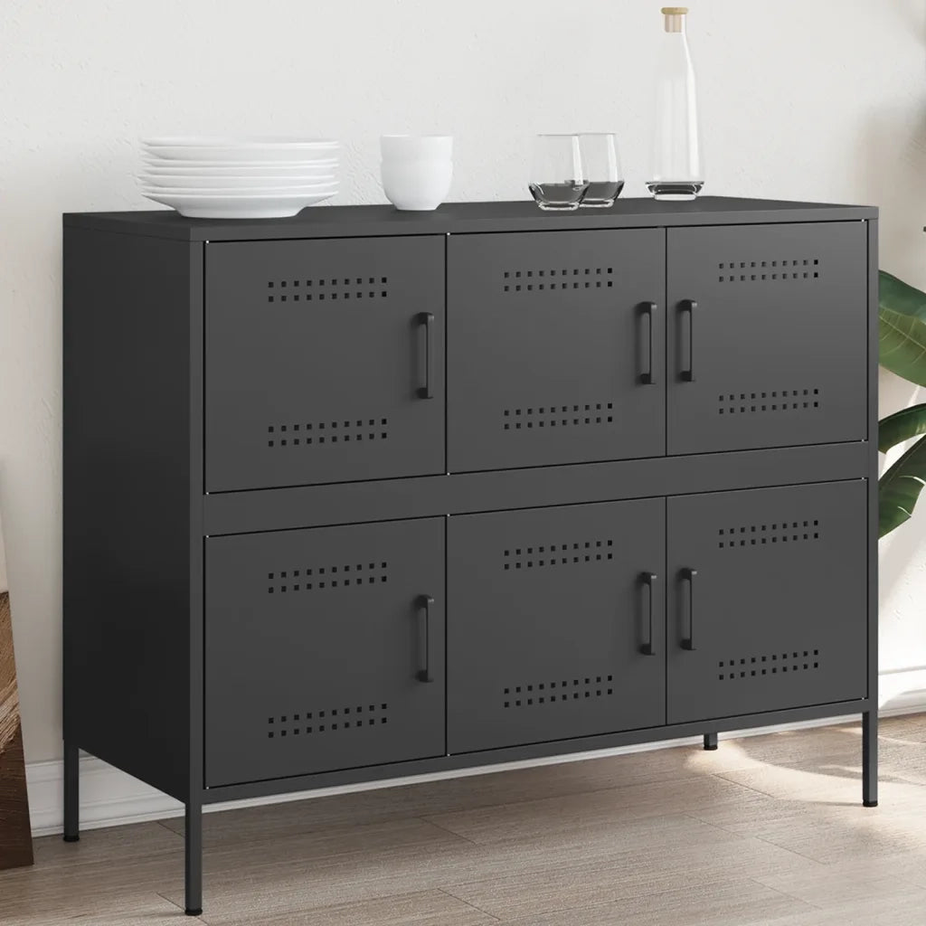 Credenza Nera 100,5x39x79 cm in Acciaio 843096
