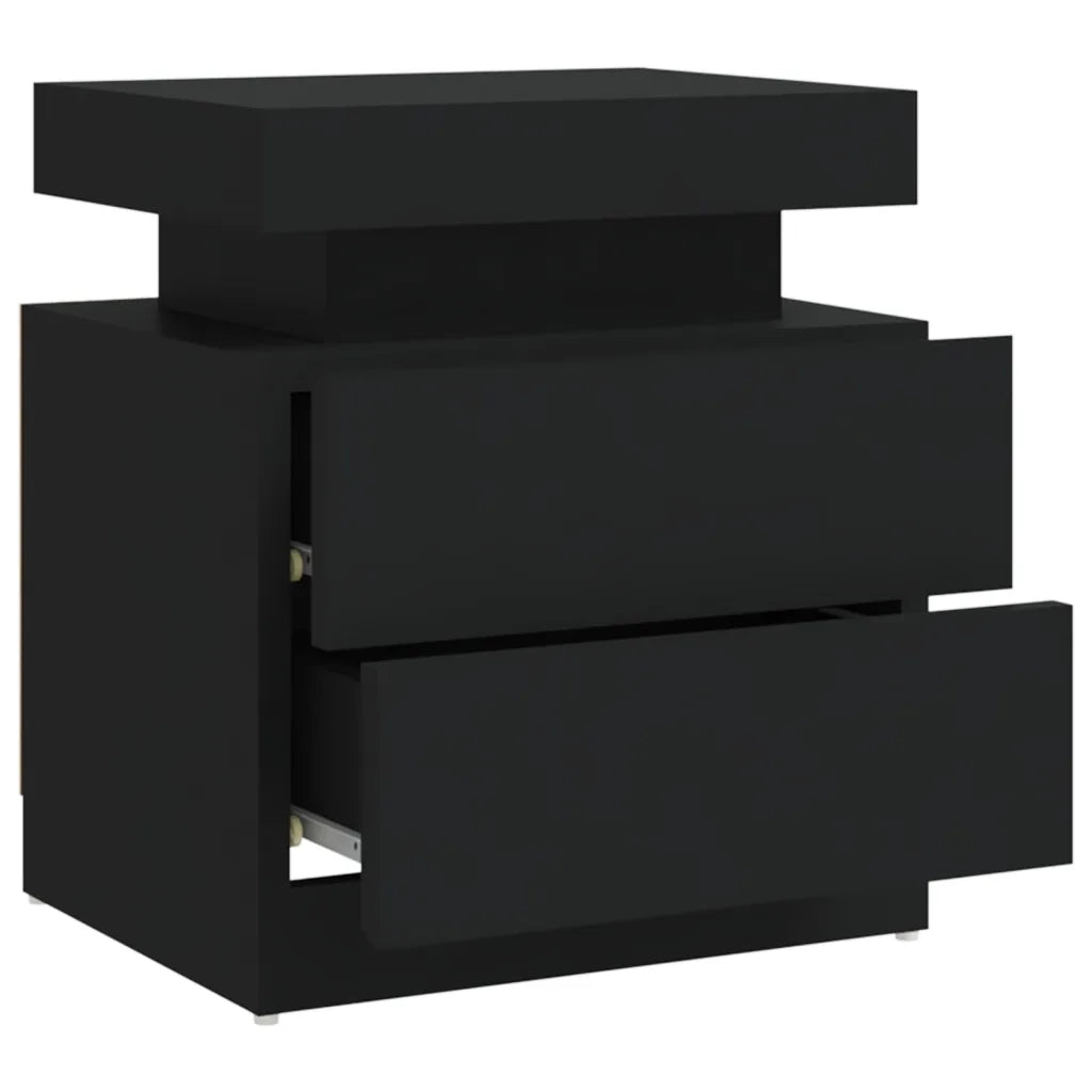 Comodino-Tavolino da notte Nero 45x35x52 cm in Legno Multistrato