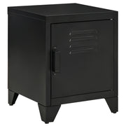 Comodino con ripiano regolabile e anta, in metallo, nero, 50 x 40 x 47,5 cm, per camera da letto.