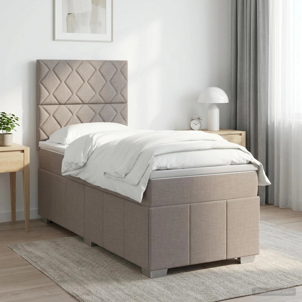 Letto box spring con materasso Tortora 100 x 200 cm Tessuto 3454082