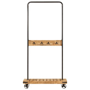 Appendiabiti con Ruote 90x35x190cm Legno Massello Mango e Ferro CFW7923966
