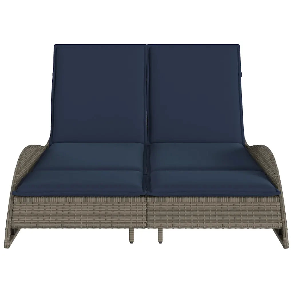 Lettino Prendisole con Cuscini Grigio 114x205x73 cm in Polyrattan 368293