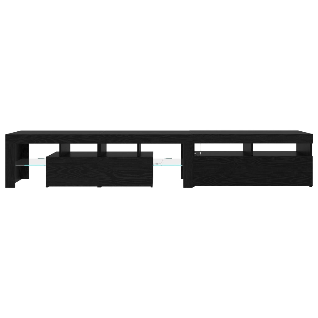 Mobili TV  2 pz con luci LED Rovere Nero Legno ingegnerizzato