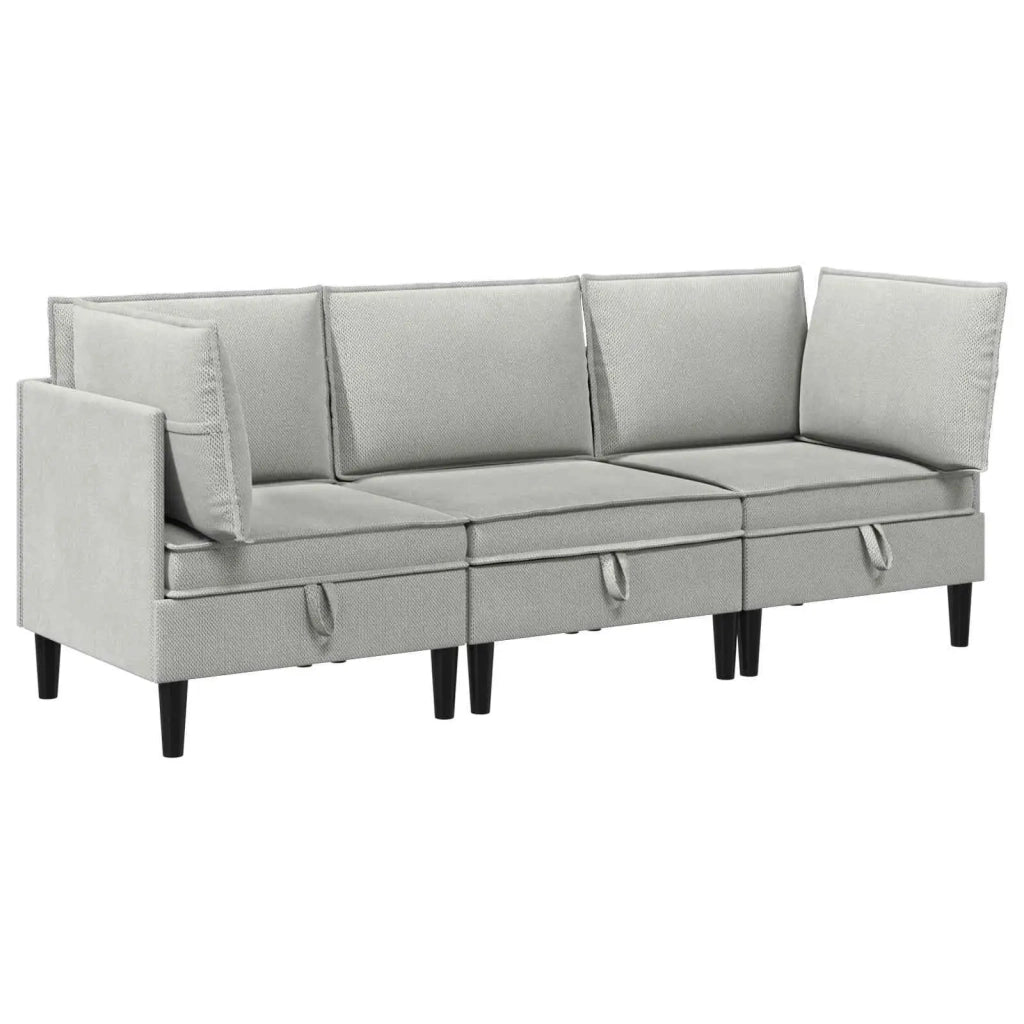 Set di mobili per il soggiorno 3 pcs Grigio chiaro Tessuto 3413798