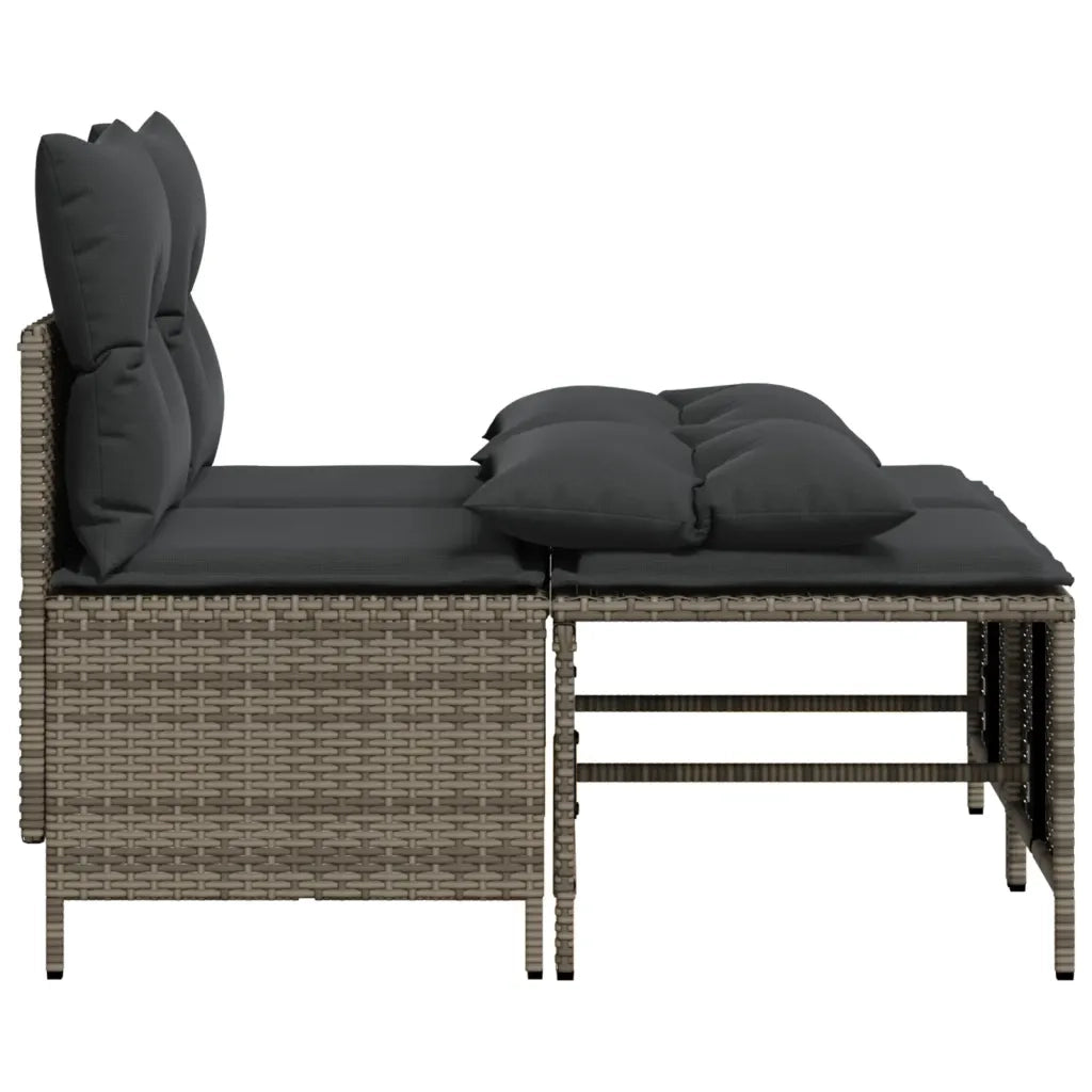 Set Divani da Giardino 4 pz con Cuscini in Polyrattan Grigio 368373