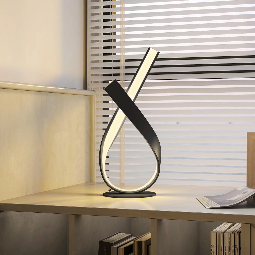Lampada da tavolo design spirale ¨C zephmum ¨C nero 21x15x43 cm