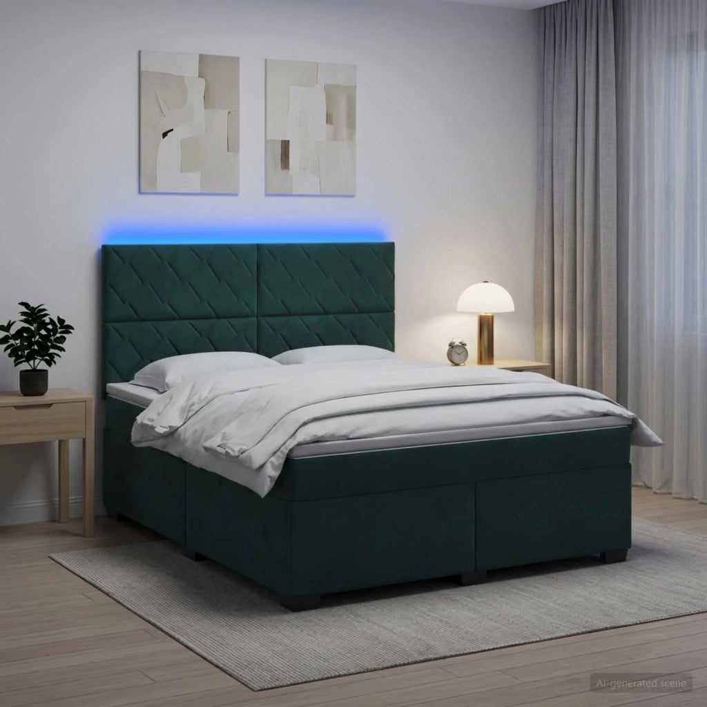Letto box spring con materasso Verde Scuro 140 x 200 cm Velluto 3455129