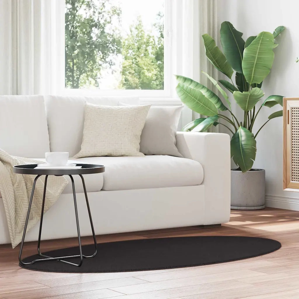 Tappeti per area Ovale HUARTE Nero 80 x 150 cm 100% Poliestere 4103649