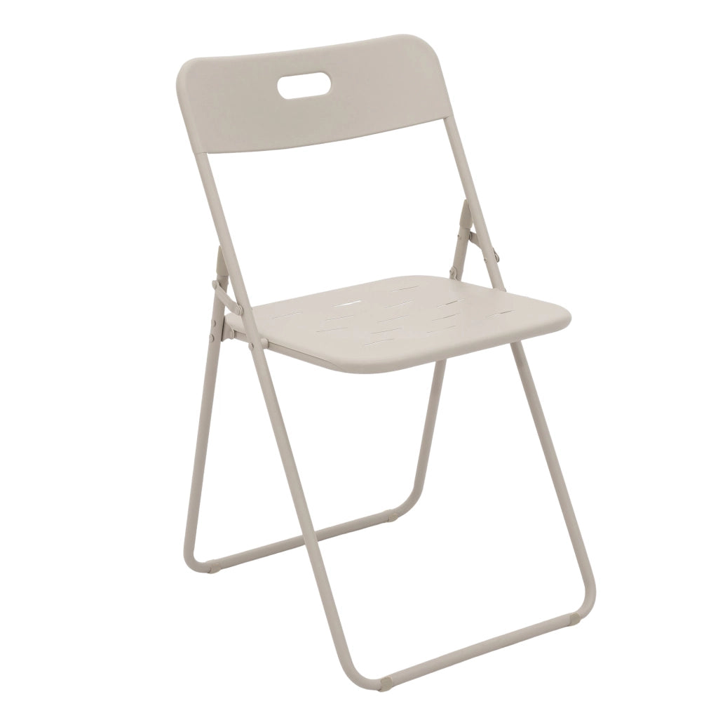 Set bistrot pieghevole da esterno 3 pezzi in acciaio beige