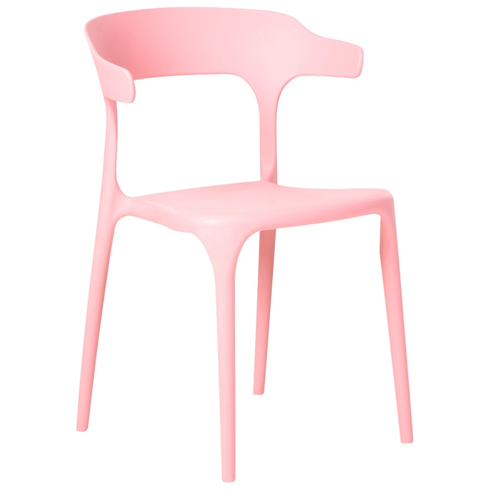 Set di 4 sedie da giardino rosa in polipropilene leggero resistente alle intemperie in plastica per interni e per esterni moderno