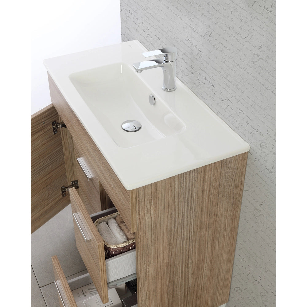 MOBILE BAGNO CON LAVABO E SPECCHIO 2 ANTE + 2 CASSETTI L:80cm ROVERE TROPEA LINEA GRETA FERIDRAS 900003