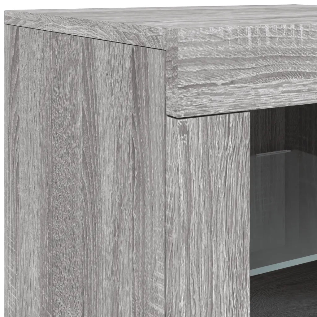 Credenza | Madia | Buffet da pranzo | Armadio da pranzo con Luci LED Grigio Sonoma 181,5x37x67 cm