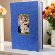 Album fotografico per famiglia, può contenere 300 foto (foto 6 pollici), formato grande, copertina in lino, ideale album fotografico per famiglia, matrimonio, viaggi e bambini, 33*22*5cm, Blu