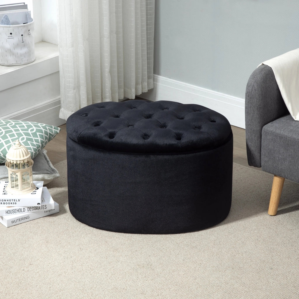 Divanetto con contenitore ¨C zephmum ¨C velluto nero 71x52x42 cm