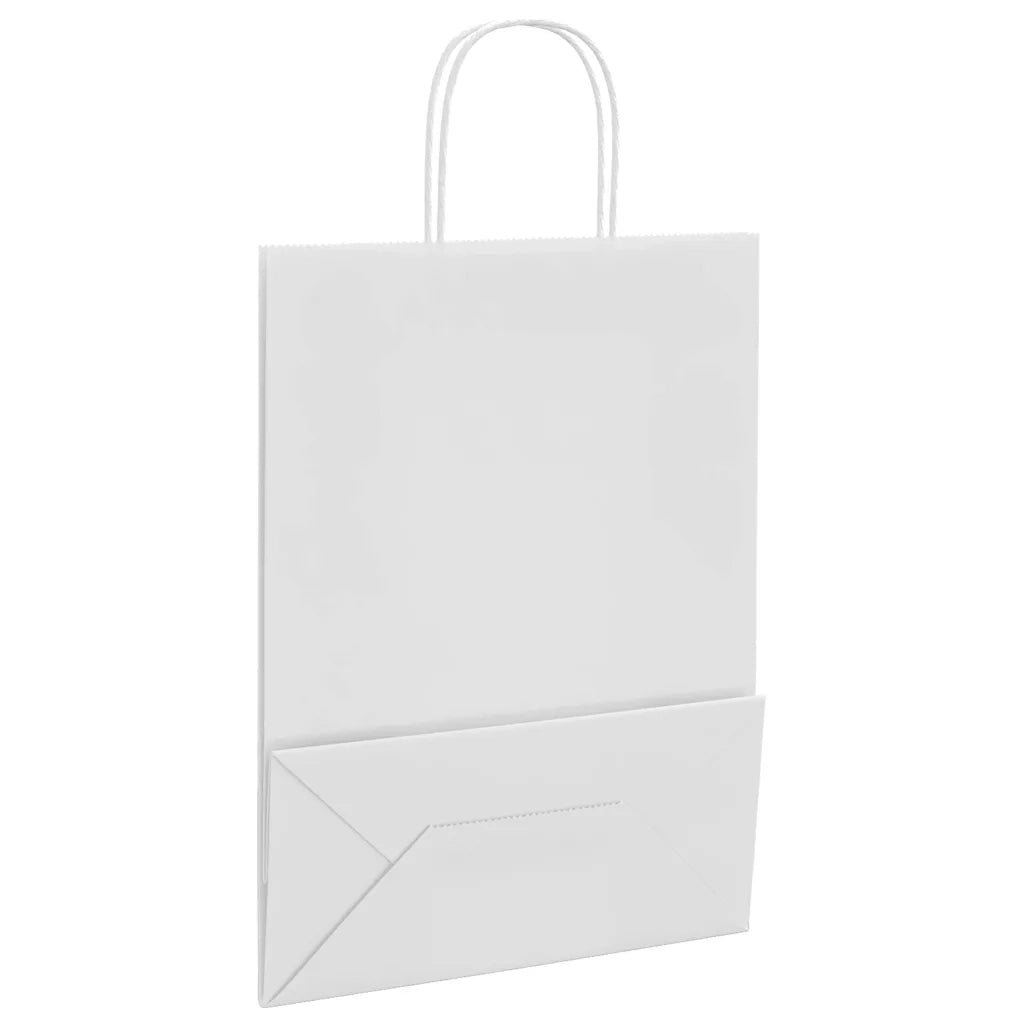 vidaXL Sacchetti di Carta 250 pz con Manici Bianchi 26x12x35 cm