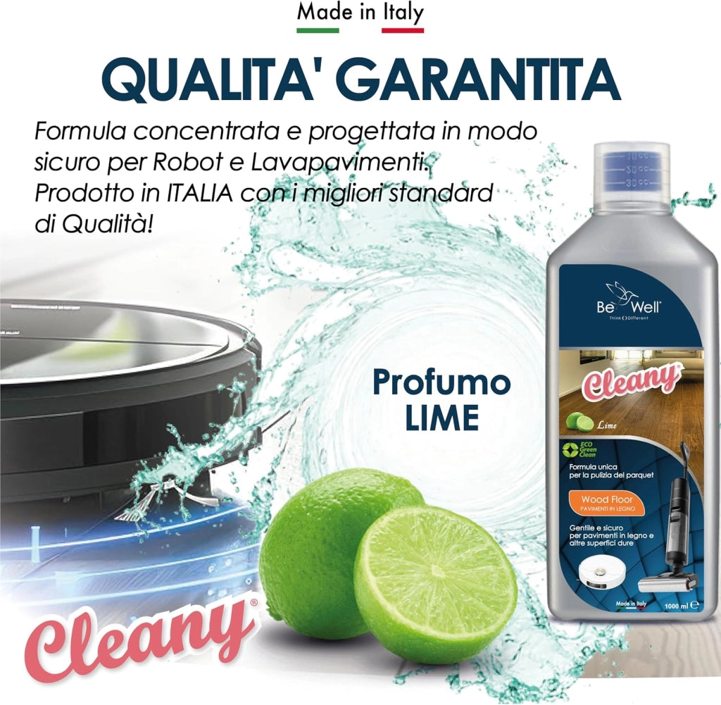 CLEANY Detergente Concentrato per Robot Lavapavimenti e Aspirazione con Igienizzante Multisurface 1000ml pulizia senza aloni e sostenibile Adatto a tutti i Robot (AGRUMI DI SICILIA)