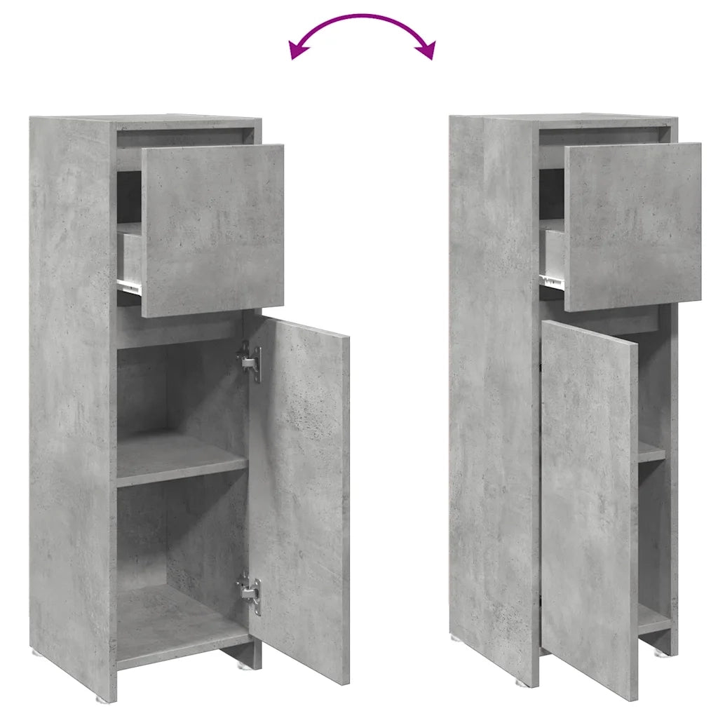 vidaXL Mobile da Bagno Grigio Cemento 30x30x95 cm in Legno Multistrato