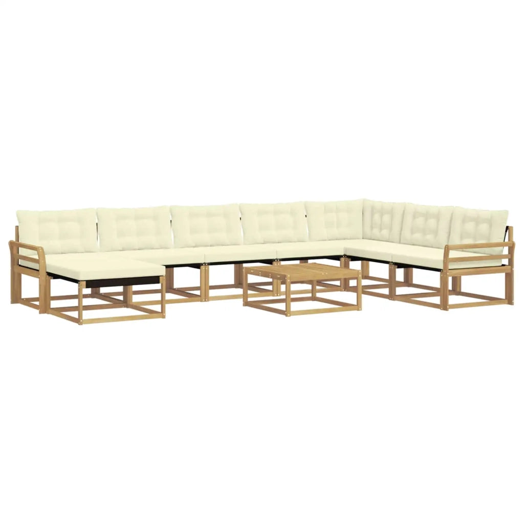 Set di divani da esterno 9 pcs Bianco e Crema 79 x 79 x 37 cm