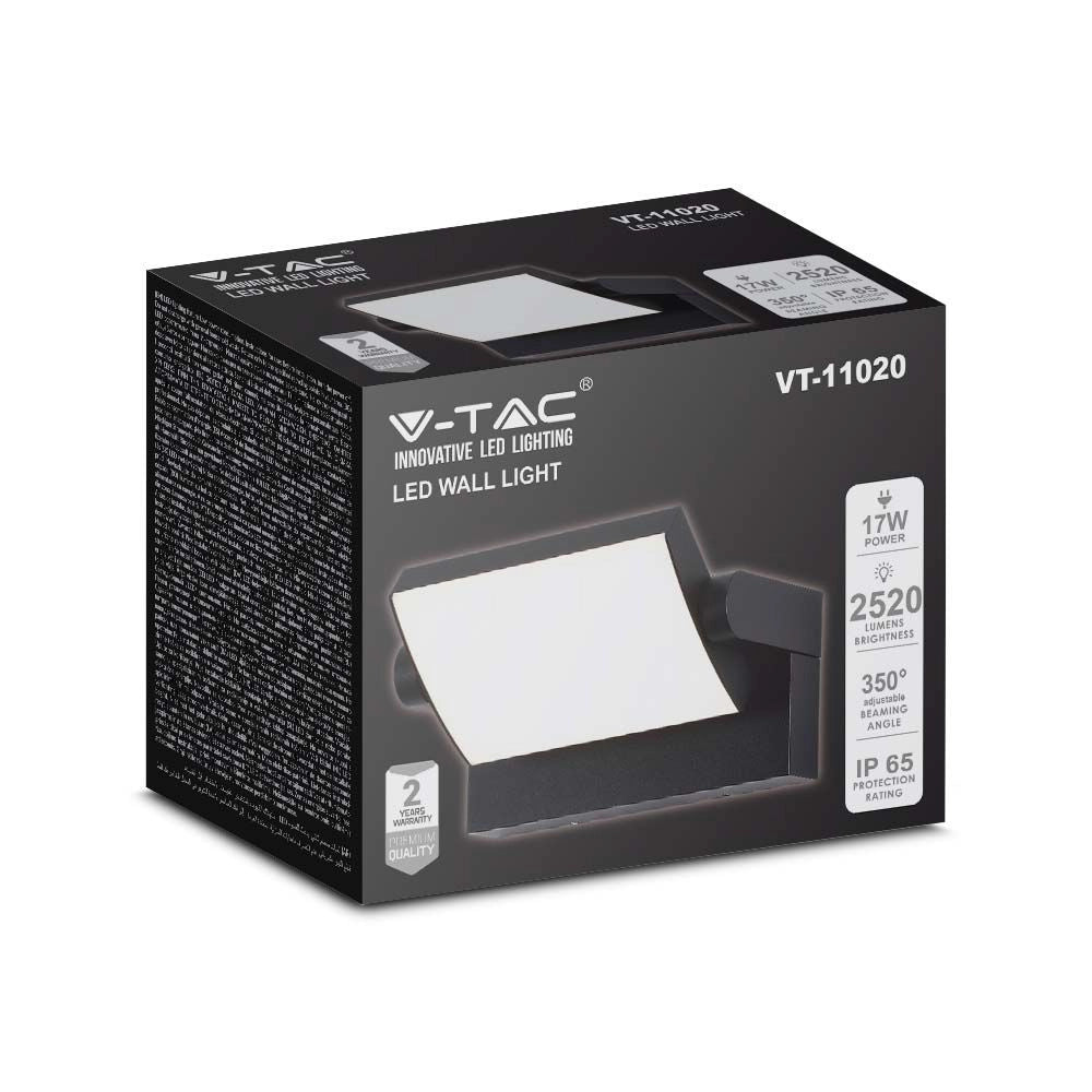 Applique esterna nera LED 4000K 17W IP65 2520lm V-TAC