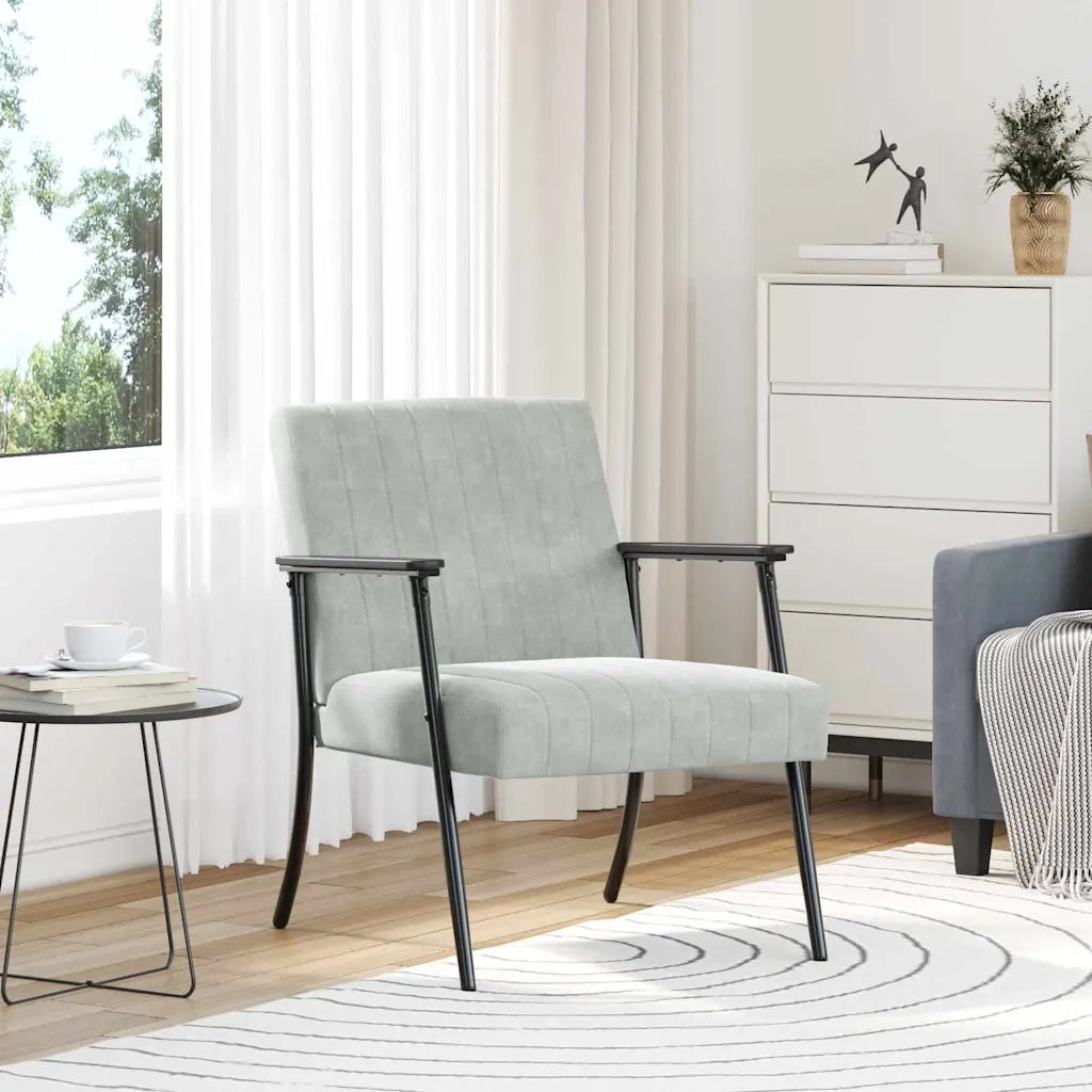Poltrona-Divano Sedia-Poltroncina Grigio chiaro Velluto 441109