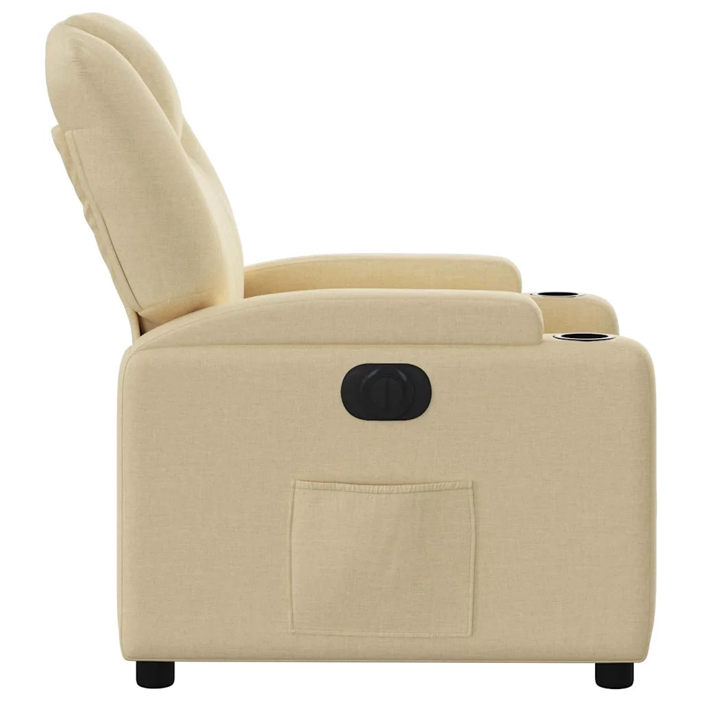 Poltrona | Sedia Relax Elettrica Reclinabile Crema in Tessuto