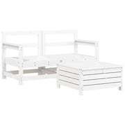 Set Divani da Giardino 3 pz | Set Salotto da Giardino Bianco in Legno Massello di Pino