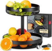 Fruitiera metallica nera - fruttaio con 3 livelli - vassoio per frutta per cucina e tavola da pranzo