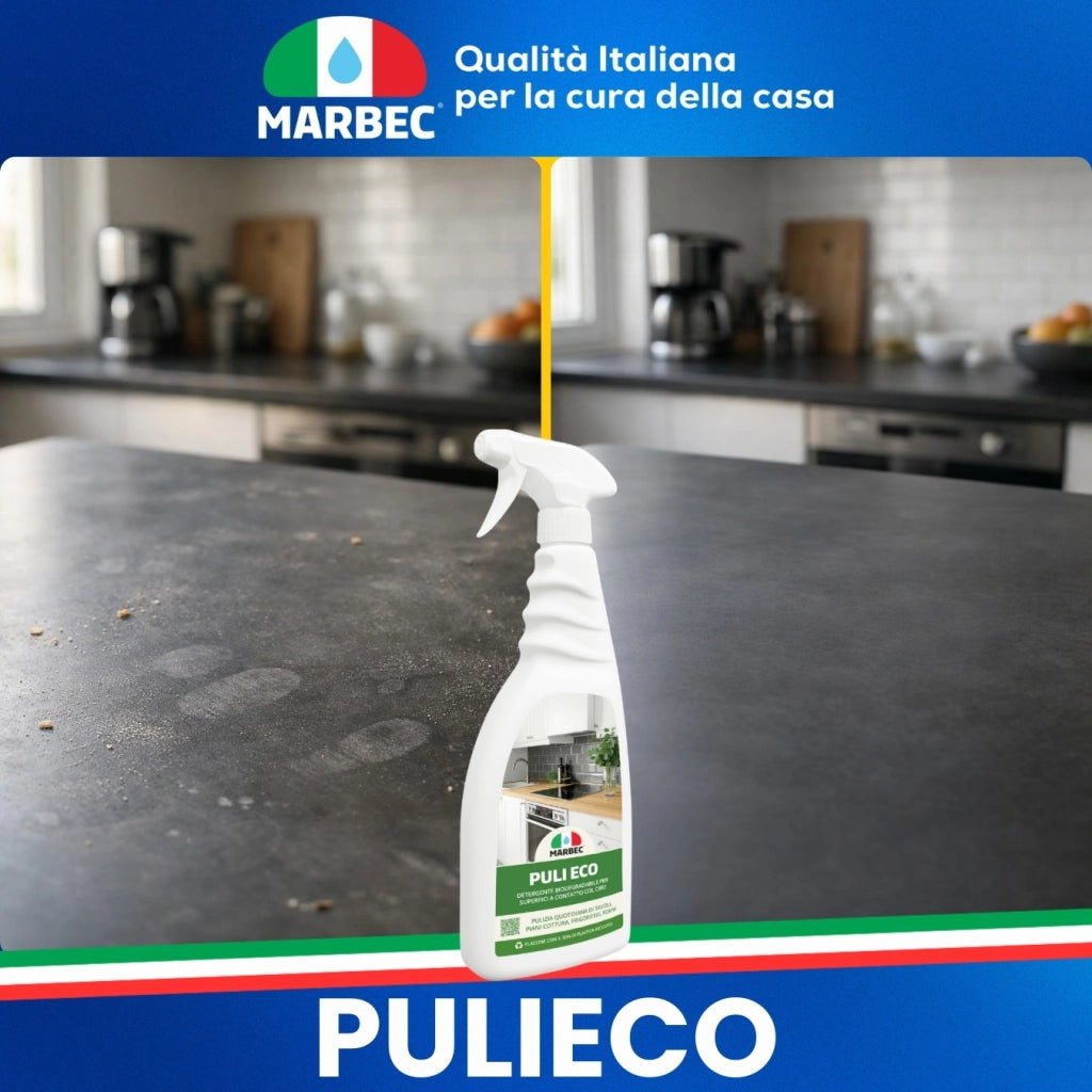 Detergente sgrassante multiuso, efficace su superfici delicate, pronto all'uso Marbec PULI ECO - 5LTx4Pz