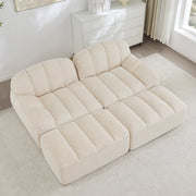 Divano modulare frameless con ottoman 210x165x79 cm in fleece granulare beige white